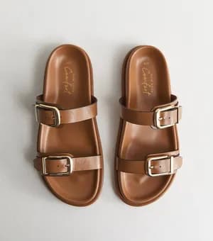 New look faux leather buckled strap sandal