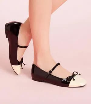 Paneled bow buckled ballerina 36