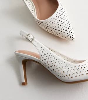 New look Faux Leather Floral Cut Out Slingback Court Heels