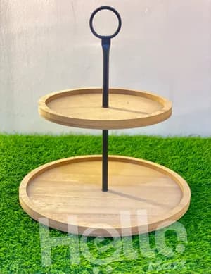 Two Tier Wooden Dessert Serving Stand