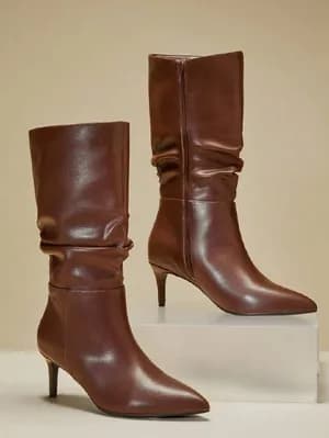 Ruched mid-calf boots