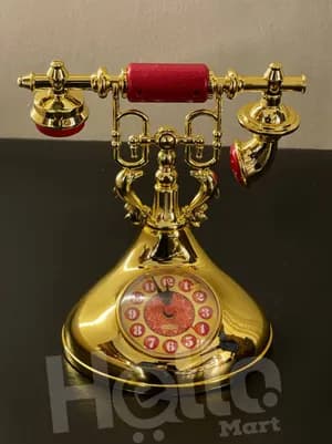 Golden Vintage Telephone Decor Clock