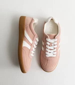 New look faux suede side stripe trainers