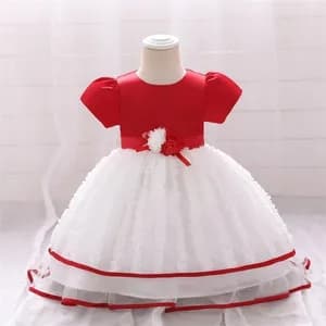 Red Splice Party Dress