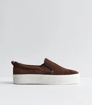 New look faux suede slip on trainers