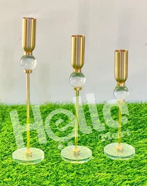 Gold Crystal Candle Holder Set