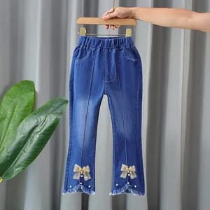 Toddler Girls Floral Denim Jeans