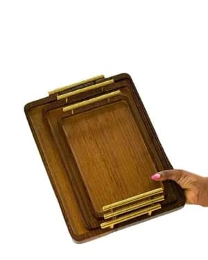 Wood Serving Tray Set