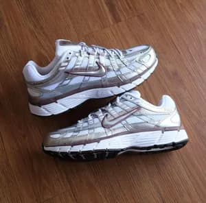 Nike P6000 White Metallic Silver Sneakers