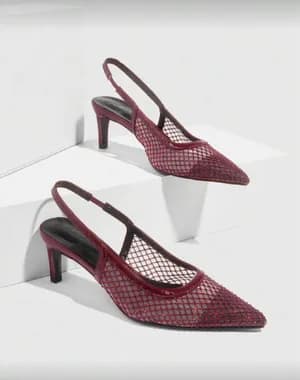 Pointy toe sling back mesh low heel