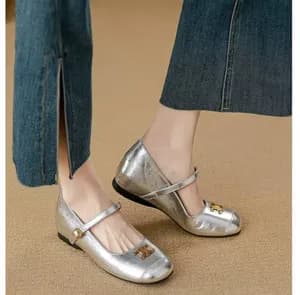 Silver Mary Jane Shoes Size 37
