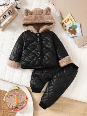 Unisex Two-Piece Thickened Fleece Jacket and Pant Set