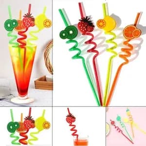 Plastic Reusable art painted straw
