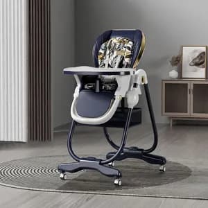 Baby High Chair with Wheels & Safety Harness