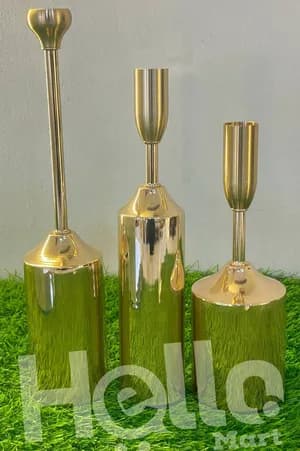 Golden Metal Candle Holders Set