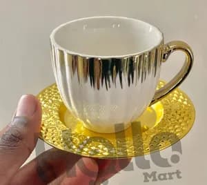 Golden Metal Coffee Cup Saucers