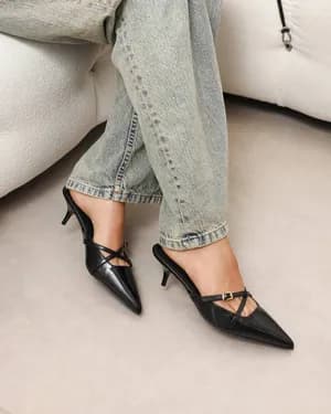 SIMMI LONDON low heel buckle mules