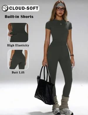 Cloud-Soft Slim-Fit Waist-Cinching Butt-Lifting Yoga Fitness Suit