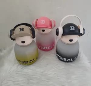 Water bottle bear head with headphone