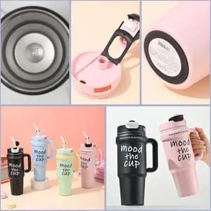 Double layer stainless tumblers with straw