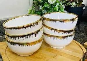 Luxury Gold Rimmed Ceramic Bowl