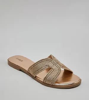 R&B Golden Slip On Sandals