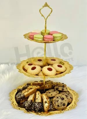 3-Tier Gold Cookie Serving Stand