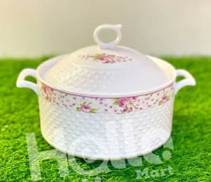 Floral Ceramic Serving Bowl with Lid