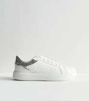 New Look Glitter Panel Faux Leather Trainer