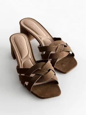 Primark weave strap black heel mules
