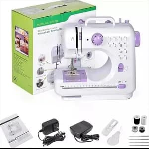 Mini Portable Home Sewing Machine with Foot Pedal, Overlock, Built-in Stitches for Beginners, Pink
