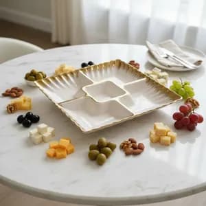 5-Partition Ceramic Cookies Serving Plate
