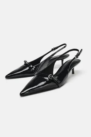 ZARA patent kitten heel slingback