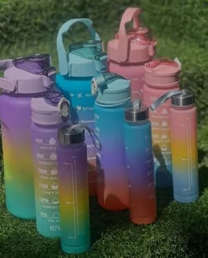 3in1 Colorful Motivational Water Bottle Set