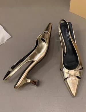 Pointy toe sling back kitten heel