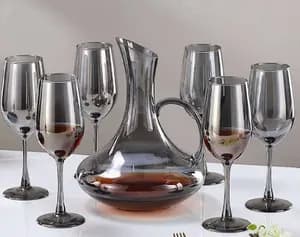 Glass Decanter Set with 6 Glasses