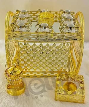 Large Golden Coffee Tray Set
