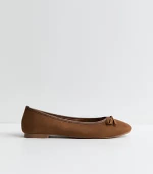 New look faux suede bow ballerina