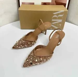 Zara Embellished Slingback Heels