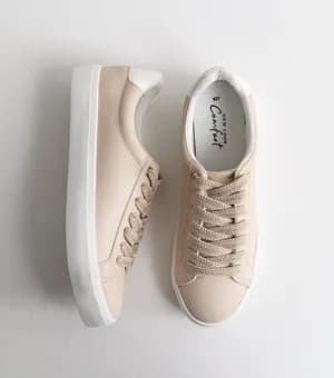 New look Faux Leather Lace Up Trainers