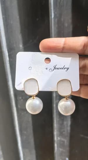 Pearl Drop Stud Earrings