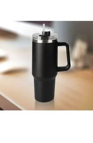 1L Double Layer Stainless Travel Tumbler with Straw