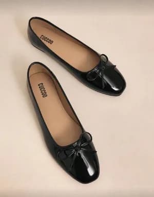 Plain bow ballerina flat