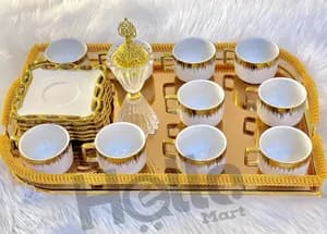 Large Golden Service Tray Set