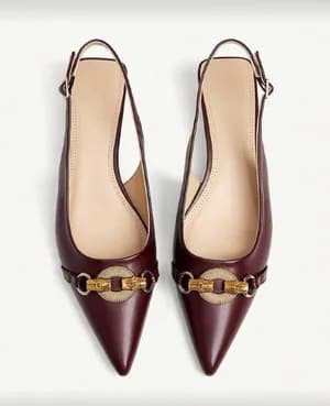 Pointy toe sling back kitten heel