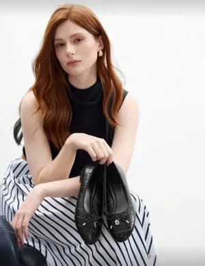 Plain bow ballerina flat