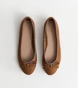 faux suede bow ballerina