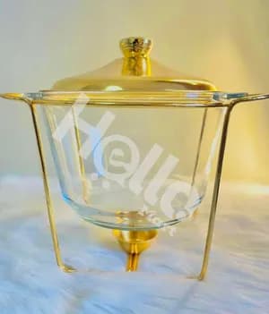 4L Glass Serving Dish with Warmer