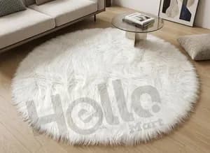 White Fur Round Rug Carpet