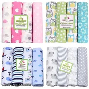 4Pcs/set Flannel Receiving Blankets